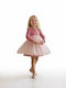 Girls Long-Sleeve Pink Velvet Dress