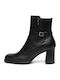 Leder Damen Stiefeletten Schwarz