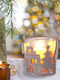 Weißer Weihnachtskerzenhalter aus Glas 8,5 × 7,5 cm
