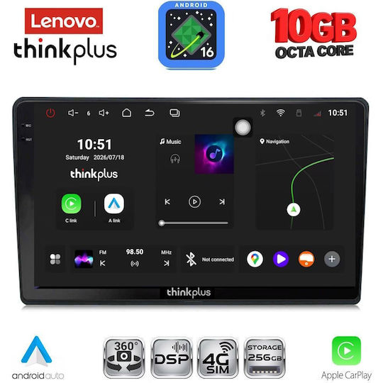 Lenovo Auto-Audiosystem für Toyota Auris BMW X2 / X6 2013–2015 (Bluetooth/USB/WiFi/GPS/Apple CarPlay/Android Auto) mit 10" Touchscreen