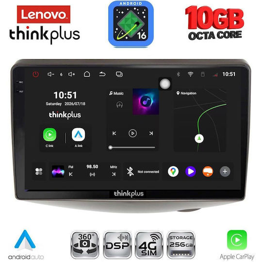 Lenovo Auto-Audiosystem für Toyota Yaris BMW X2 / X6 1999–2006 (Bluetooth/USB/WiFi/GPS/Apple-Carplay/Android-Auto) mit 9-Zoll-Touchscreen