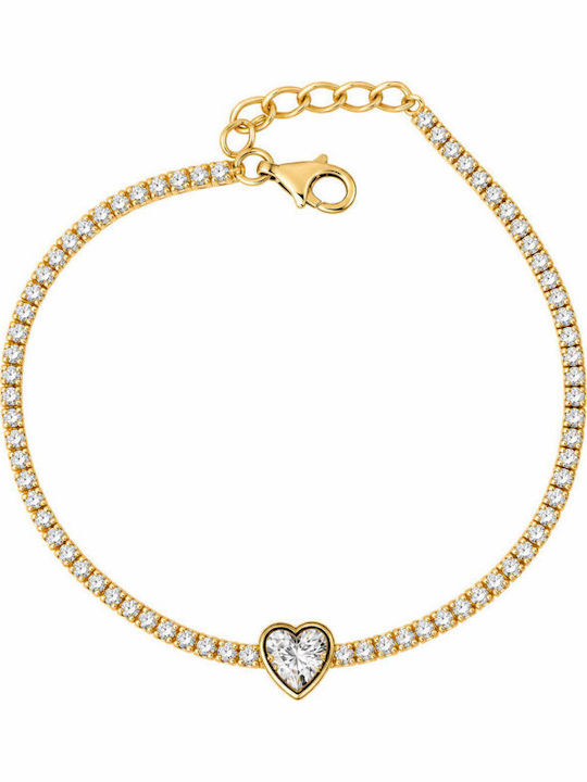 Paloma Picasso Women's Silver Chain Bracelet with Heart Design, Gold Plated with Zircon
