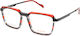 Dutz Dz2375-95 Herrenbrille Grau-Rot mit Acetatfassung und Schwarzen Metallbügeln