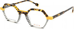 Dutz Dz2374-15 Damenbrille Gelb Schildpatt Acetatfassung mit Schwarz-Weißen Details