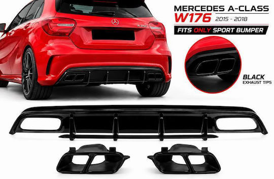 Diffuser Πίσω Προφυλακτήρα Mercedes-benz A-class W176 15-18 A45 Amg Look Μπούκες Μαύρες 00---00
