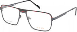Dutz DZ897 Herrenbrille mit schwarzem Metallgestell und roten Details