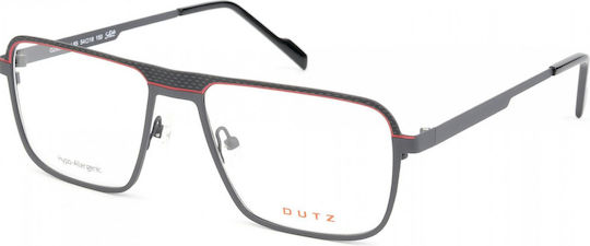 Dutz DZ897 Herrenbrille mit schwarzem Metallgestell und roten Details