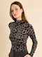 Dark Grey Animal Print Women's Blouse