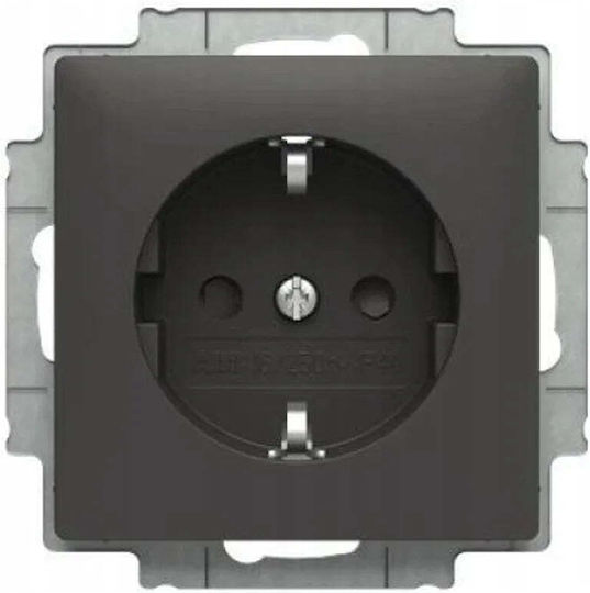Abb Single Walled Power Socket with Lid Black