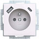 Abb Single Flush-Mounted Power Socket with 2 USB Ports and Lid White