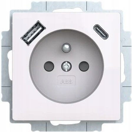 Abb Priză Electrică Încastrată Simplă cu 2 Porturi USB și Capac Alb