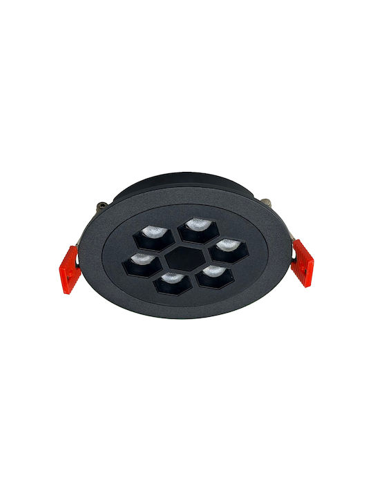 Aca Round Metal Recessed Spot with Built-in LED and Natural White Light Black