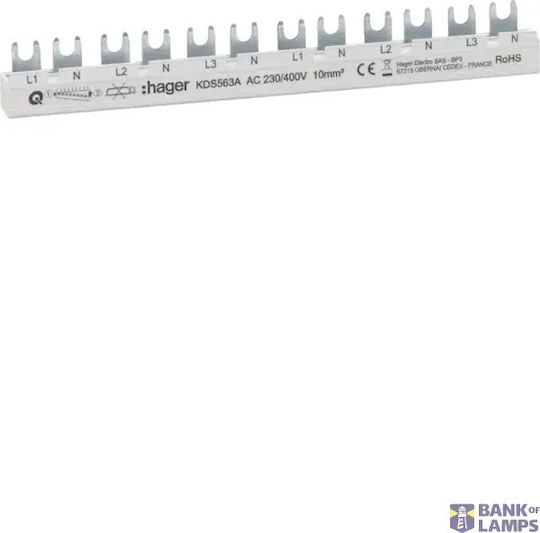 Bară Pieptene 3p+n 10mm2/12mod 6 Unități 1+n L1+n L2+n L3+n
