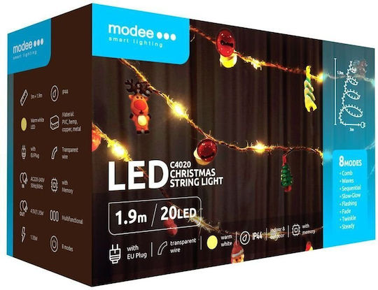 20 Λαμπάκια LED 1.9μ. Θερμό Λευκό σε Σειρά
