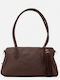 Braune Damen-Schultertasche aus Stoff