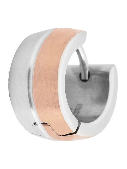 Silver And More Silver / Pink Steel Hoop Earring