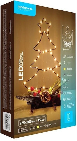 Illuminated Christmas Decorative Metal Tree 36 cm Battery-Powered White