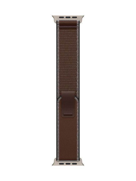 Apple Trail Loop - S/M Λουράκι Υφασμάτινο Dark Umber - Natural Titanium Finish (Apple Watch 49mm)