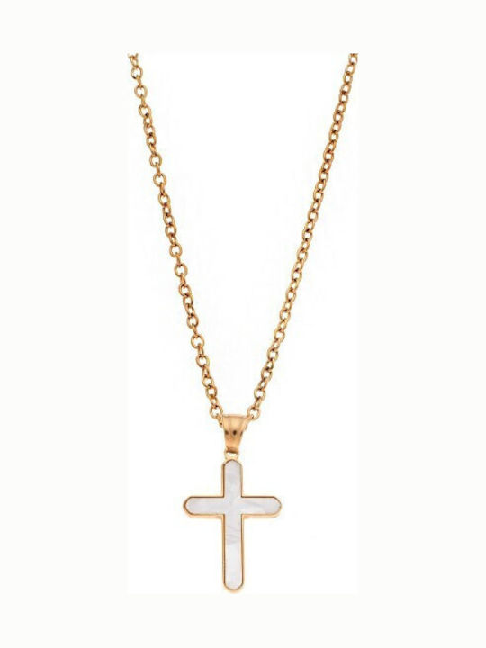 Senza Men’s Gold-Plated Steel Cross Without Chain