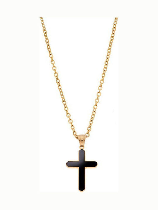 Senza Men's Cross in Gold-Plated Steel Without Chain