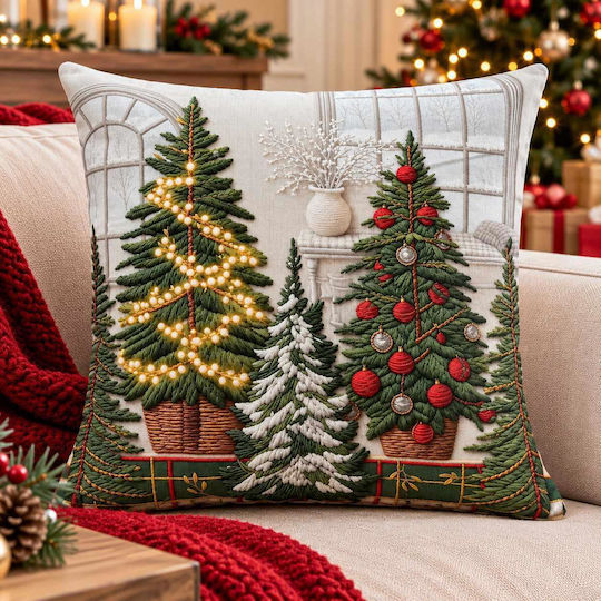 Christmas Pillow Case 3D Print Trees 45x45 Lh2026831