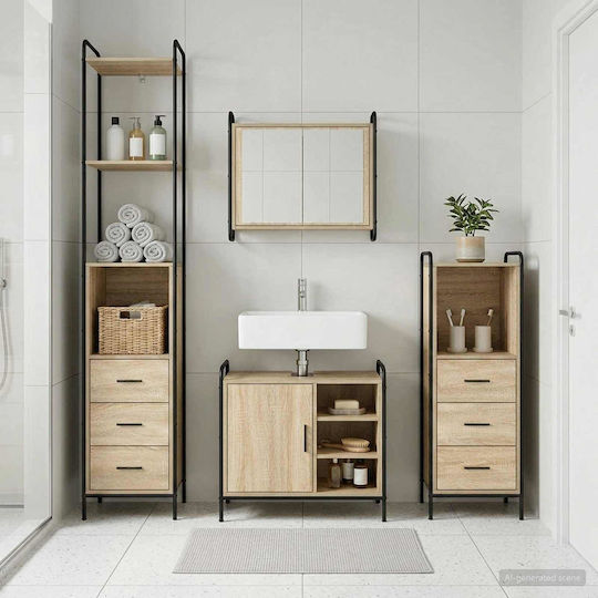 vidaXL Bathroom Vanity Unit Without Sink with Mirror W40xD36xH200.5cm Sonoma Oak