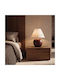 Zambelis Lights Ceramic Table Lamp for E27 Socket with Beige Shade and Brown Base