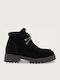 Wildleder Damen-Stiefeletten mit Pelz Nero