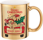 Koupakoupa Weihnachtlicher Keramikbecher, Goldf...