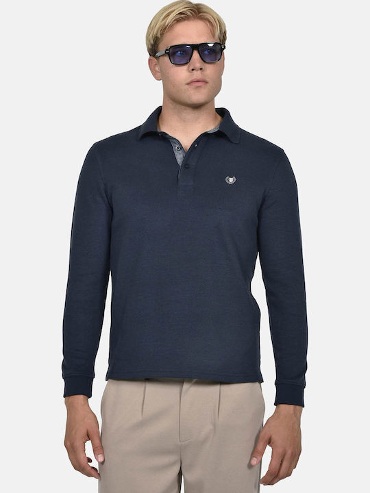 Berto Lucci Long Sleeve Polo Shirt Navy