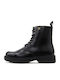 Lederne Damen-Biker-Stiefeletten Schwarz