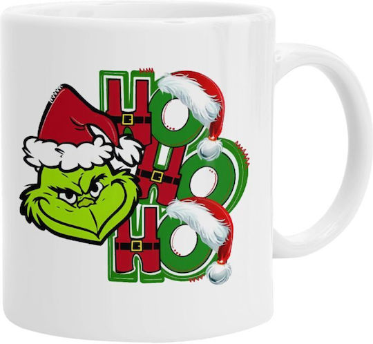 Koupakoupa Grinch Ho Ho Ho Weihnachtlicher Keramikbecher Weiß 330 ml