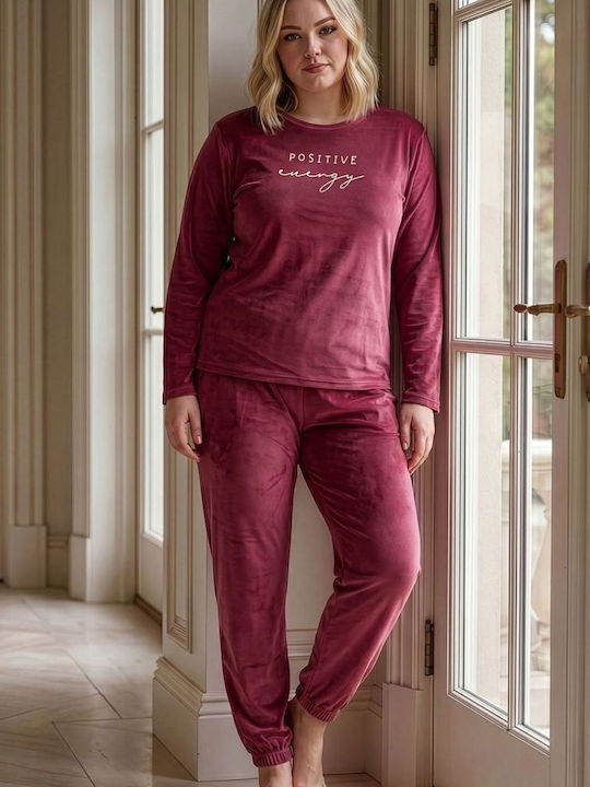 Boyraz Winter Women's Pyjama Set Burgundy