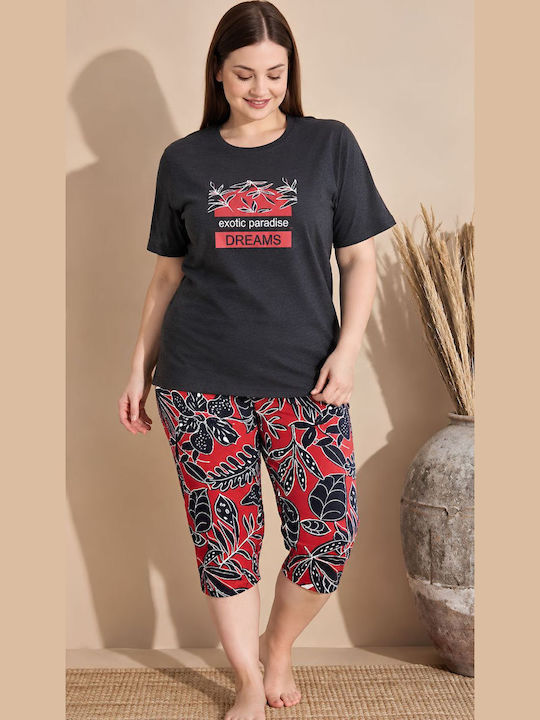 Boyraz Summer Women's Cotton Pyjama Set Charcoal