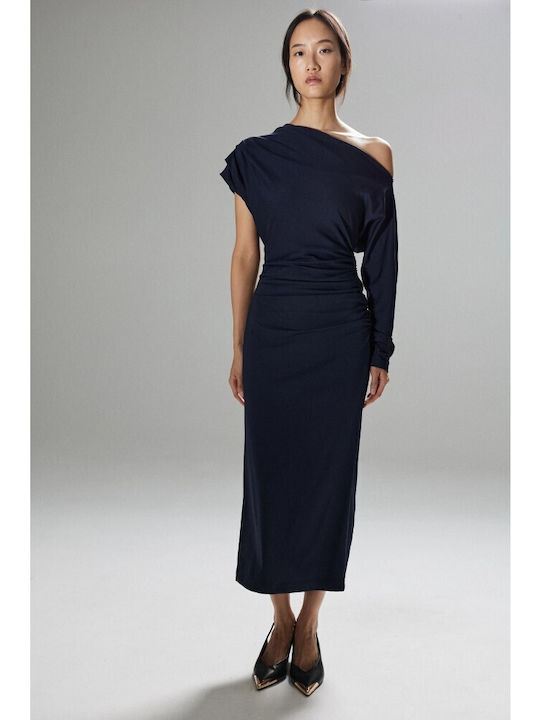Midi-Hemdkleid Blau Navy