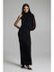 Maxi Βραδινό Φόρεμα Ντραπέ Black
