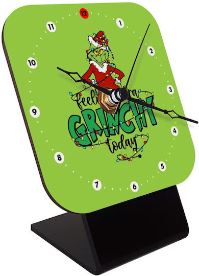 Koupakoupa Grinch Feeling Extra Grinchy Today Tabletop Clock with Hands Wooden KP_15065_clock-desk-square