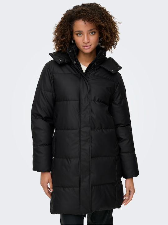 Agnes Μακρύ Γυναικείο Puffer Μπουφάν για Χειμώνα Black