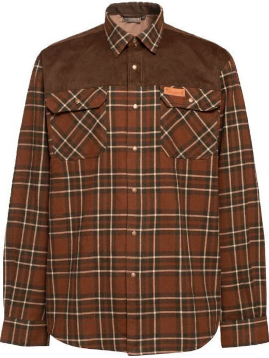 Long Sleeve Flannel Shirt in a Slim Fit Nougat/Beige