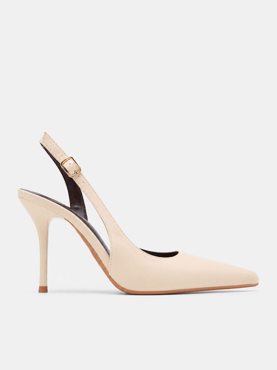 Luigi Pointed Toe High Heel Beige Pumps