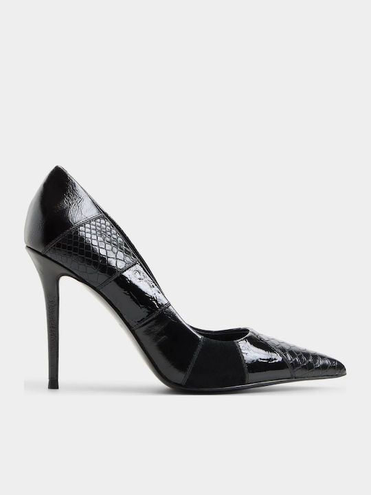 Stasyamix Pointed Toe Pumps with Thin Low Heel Black