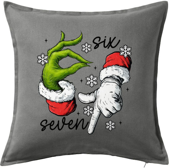 Christmas Meme Six Seven 67 Grey Sofa Pillow 100% Cotton Filling Included 50x50cm