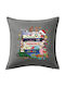 Xmas Classic Movies Grey Sofa Pillow 100% Cotton Filling Included 50x50cm