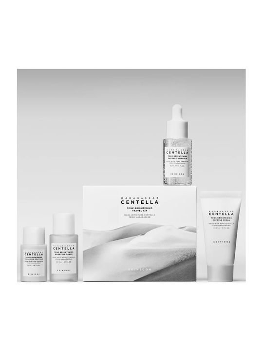 Skin1004 Madagascar Centella Комплект за пътуване за изравняване на тена, за Хидратация и Блясък, 4 Части