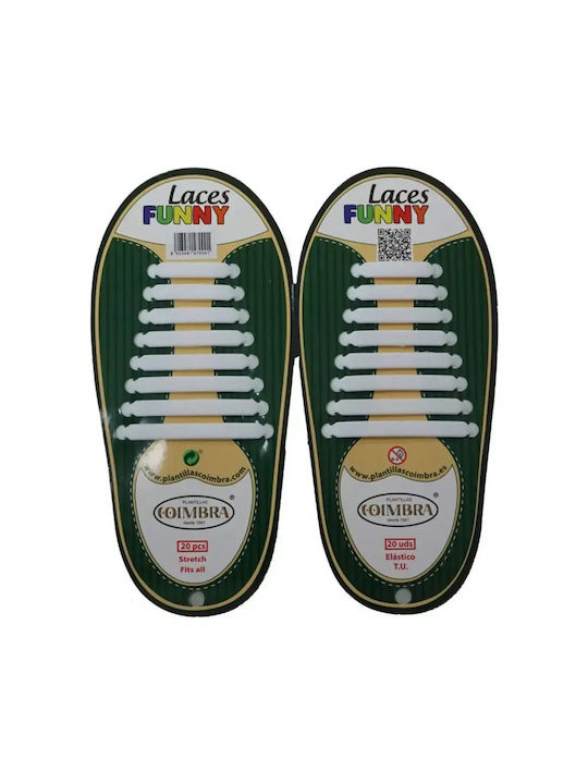 Coimbra Funny Laces Κορδόνια Σιλικόνης Λευκό 20τμχ