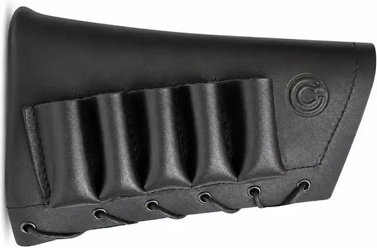 Chameleon Leather Buttstock Cover – Leather Stock Cover with Cartridge Holder Cal 20 Black