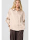 Long Sleeve Women's Satin Shirt Gold