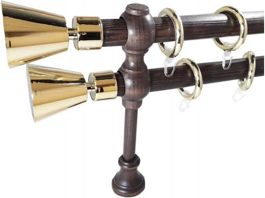 Rodeco Galerie de perdea din lemn Sicilia, Dublă cu tijă, 120 cm, Wenge