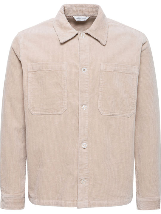 Casual Friday Μακρυμάνικo Κοτλέ Overshirt Μπεζ