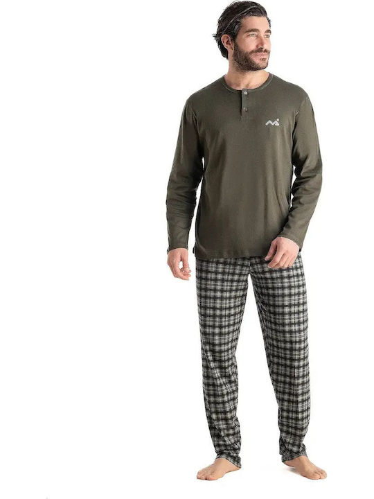 Relax Anatomic Winterpyjama für Herren Kariert Khaki